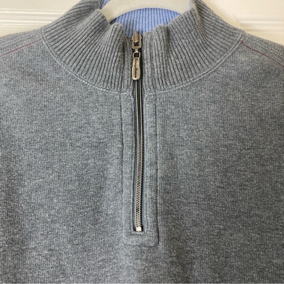 Tommy Bahama Sweater Men's Gray/Blue Quarter Zip Long Sleeve Reversible Pullover - Picture 3 of 16